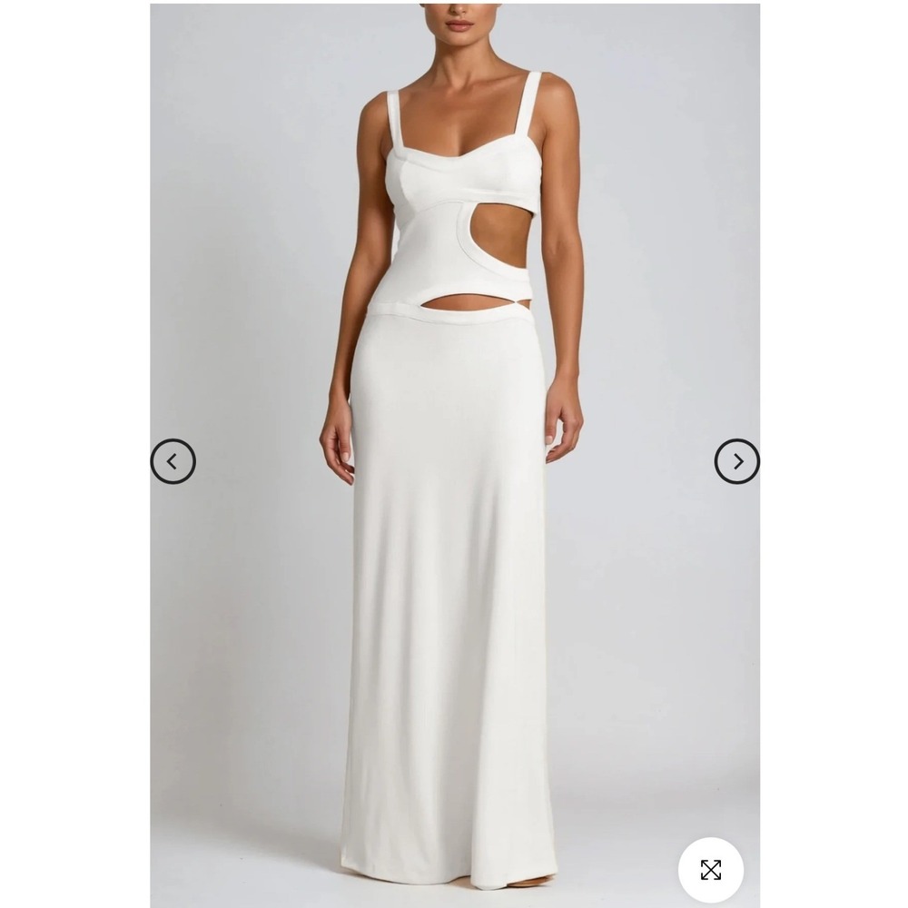 Innovare Denim Berny White Cut-Out Multi-Strap Maxi Dress Womens Size Small NEW